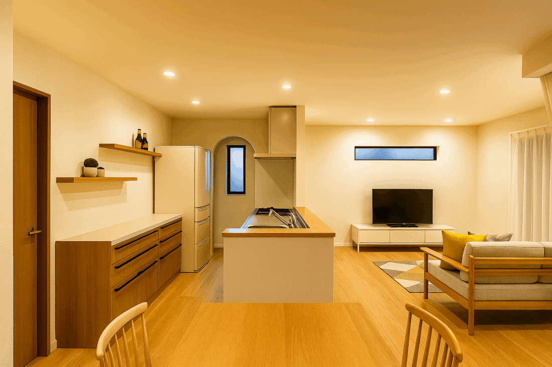 家事効率の良い動線と予算内での建物が実現